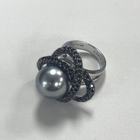 CWE Charles Winston .925 Sterling Silver Cubic Zirconia Pearl Ring Size: 6