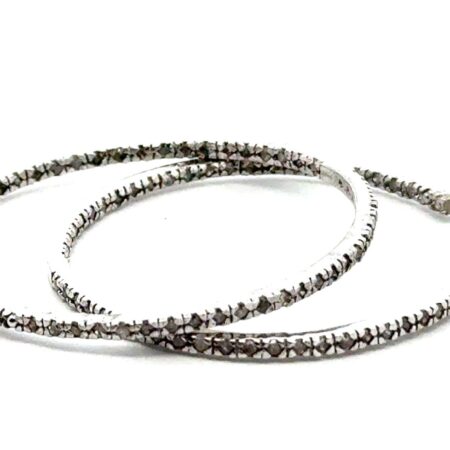 38mm 925 Sterling Silver Inside Out CZ Hoop Earrings, 5.0g