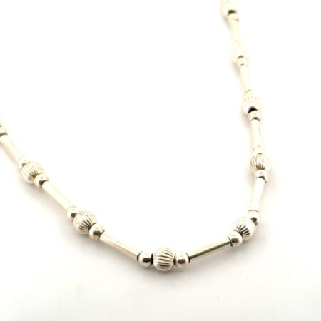 18” Milor Italy 925 Sterling Silver Tube & Bead Necklace 20.7g