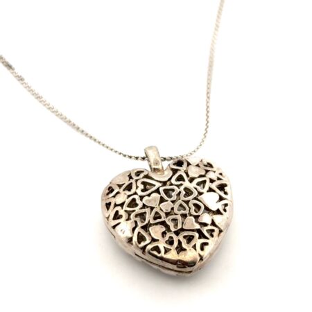 18” Vintage 925 Sterling Silver Open Heart Pendant Necklace 20.1g
