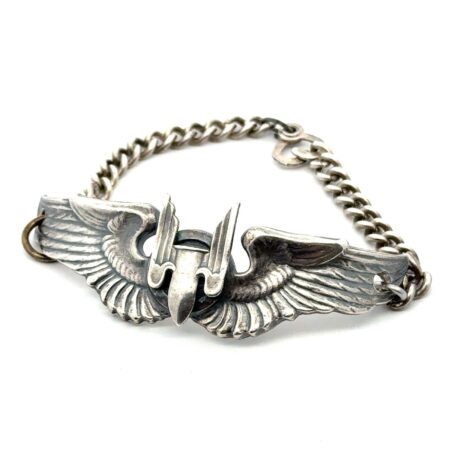 7.5” Sterling Silver Bracelet U.S. Air Force Aerial Gunner WW2 1943, 33.4g