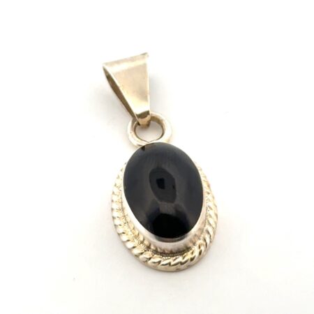 Mexico 925 Sterling Silver Oval Onyx Pendant 7.5g