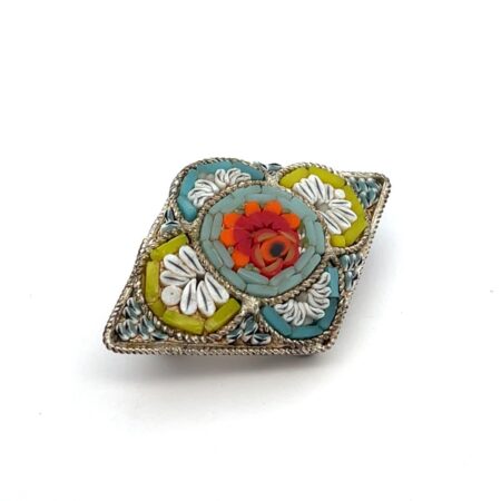 Vintage Micro Mosaic Floral Brooch/Pin, Marred, Made In Italy