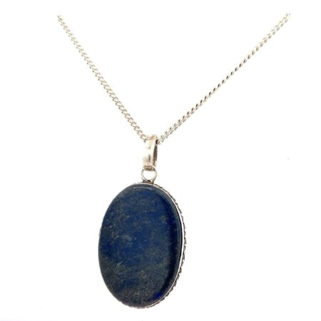 21” .925 Sterling Silver Lapis Lazuli Pendant Necklace 39x27mm 30.5g