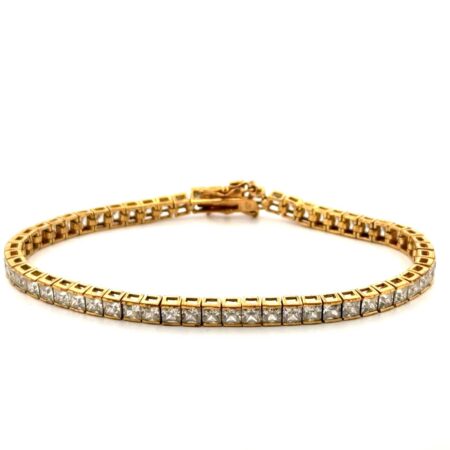 7” Gold Vermeil 925 Sterling Silver Channel-Set CZ Tennis Bracelet 11.8g