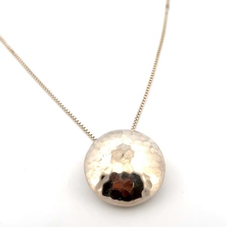 18” Silpada 925 Sterling Silver Hammered Pendant Box Chain Necklace 14.6g