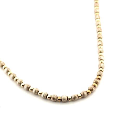 16” 925 Sterling Silver Two-Tone Beaded Necklace 14.8g