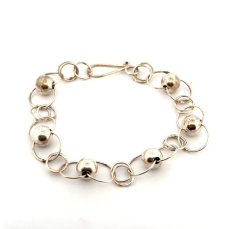 7” Open Link 925 Sterling Silver Bead Bracelet 10.3g