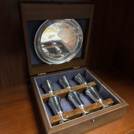 Vtg. Tuttle 925 Sterling Cordial Goblets & Trays In Box, Pattern H146, 200g