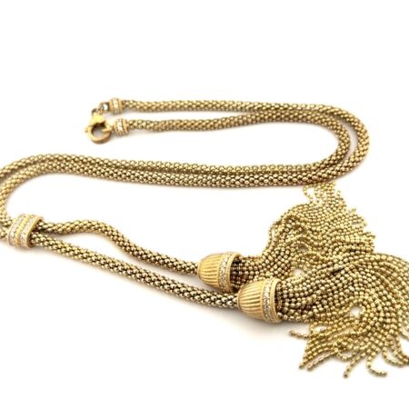 24” Judith Ripka Gold Vermeil 925 Sterling Silver Verona CZ Tassel Necklace 61g