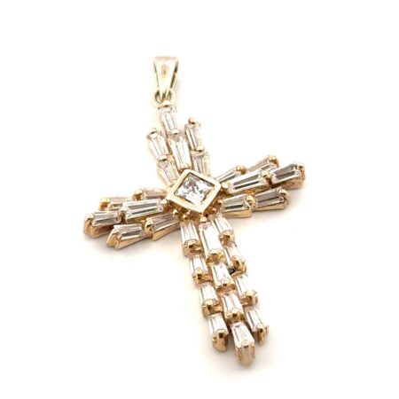 Ross Simons Gold Vermeil 925 Sterling Silver Cubic Zirconia Cross Pendant 4.9g