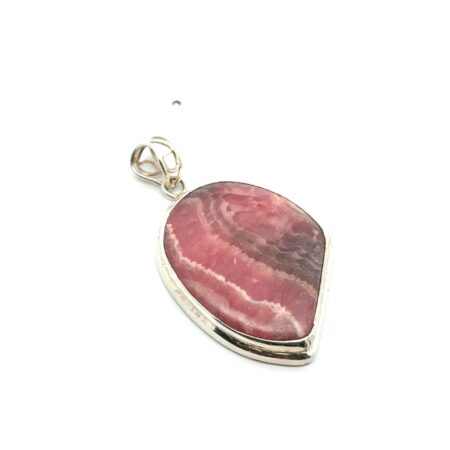 .925 Sterling Silver Rhodochrosite Bezel Set Stone Pendant, 14.2g