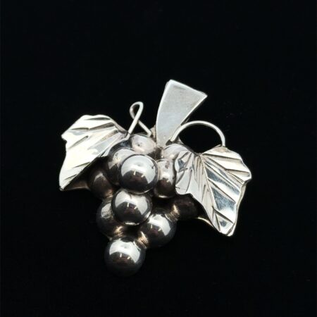 Vintage .925 Sterling Silver Taxco Cluster Of Grapes Brooch/Pin Pendant, 12.9g