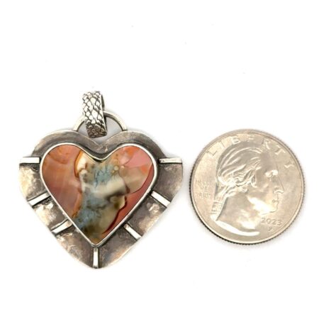 Silver Muse .925 Sterling Silver Crazy Lace Agate Heart Pendant, 12.1g