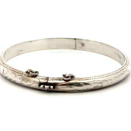 6” x 5mm .925 Sterling Silver Hinged Bangle Bracelet, 5.3g