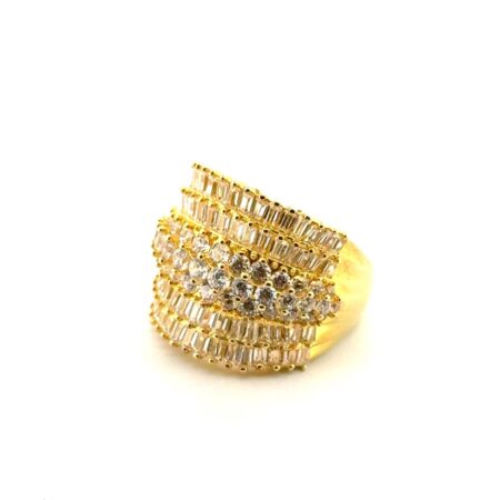 Size: 8.25 Gold Vermeil 925 Sterling Silver CZ Statement Ring 9.4g