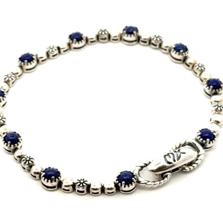 7.5” UTC 925 Sterling Silver Southwestern Beaded Lapis Lazuli Bracelet, 12.4g