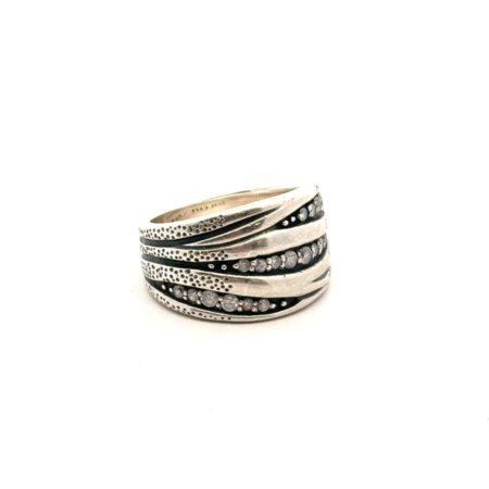 Silpada Size-7 925 Sterling Silver CZ Organicd Ring #R2035, 10.6g