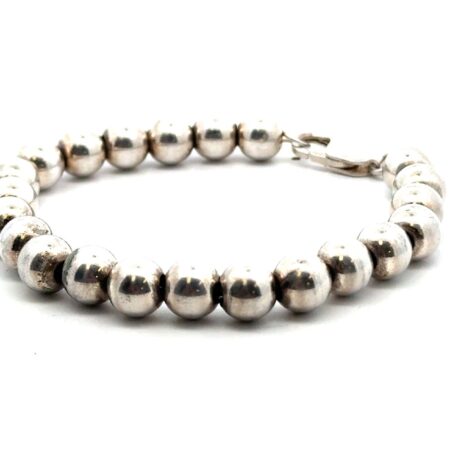 7.5” 8mm Ball Bead 925 Sterling G Silver Bracelet, Italy, 23.0g