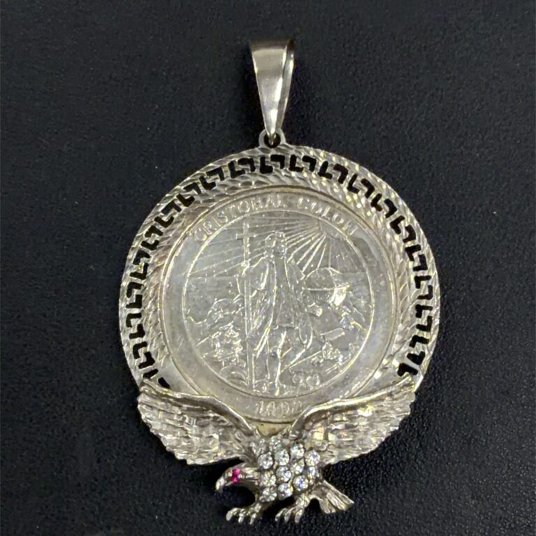 Cristianismo Al Nuevo Mundo Cristobal Colon Coin Pendant - .999 Silver