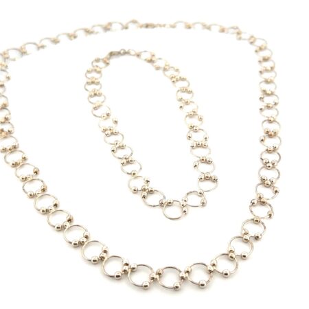 Matching 20” Necklace & 10” Anklet 925 Sterling Silver Set 19.5g Total