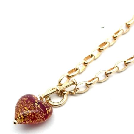 17.5” 925 Sterling Silver + 18k Gold Accent Murano Glass Necklace, Peru, 16.0g