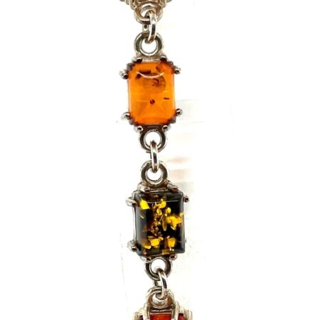 Vintage Sterling Silver 7 Inch bracelet with Amber Links, 11.3 grams
