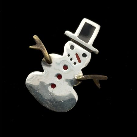 Anne Harvey Mexico 925 Sterling Silver Enhanced Snowman Pin, 6.1g