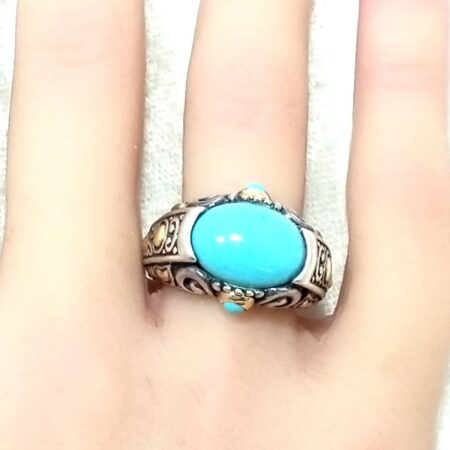 Samuel B Benham Sterling Chalcedony with 18K Gold Accent Ring 10.0 Grams Size-8
