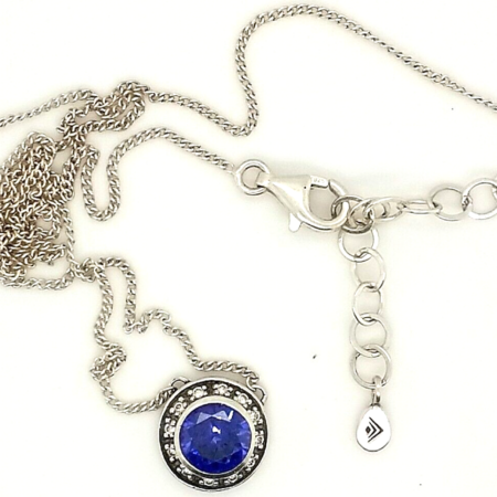 Silpada Azure Allure Cubic Zirconia Sterling Silver Necklace 16+2" #N2797, 3.1 g