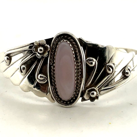 Sterling Silver Friendship Bracelet with Mother of Pearl, 6 Inch, 16.4 Grams