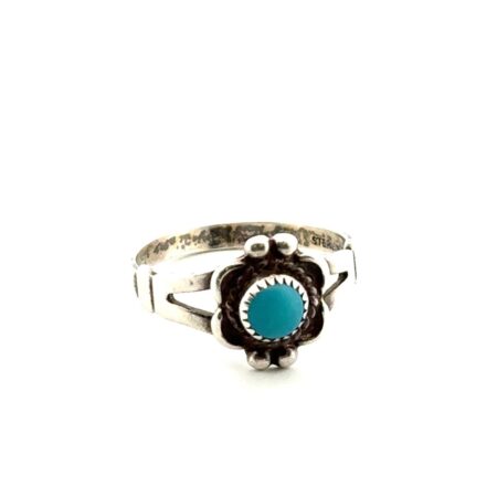 Size: 7 Native American 925 Sterling Silver Turquoise Cabochon Ring 2.1g