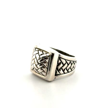 Size: 5.5 Basket Weave Pattern 925 Sterling Silver Ring 7.9g