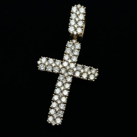 Helzberg 10k Yellow Gold Lab Diamond Cross Pendant 3 5/8th CTW, SI2 H Minimum 8g