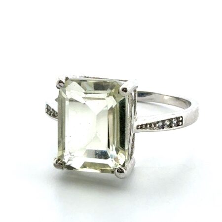 Size: 7.5 Prasiolite 925 Sterling Silver Ring 2.1g