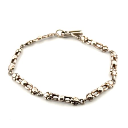 7” 925 Sterling Silver Floral Link Bracelet 9.7g