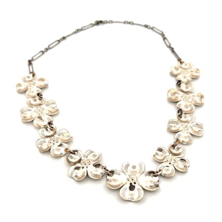 16” Handmade 925 Sterling Silver Floral Necklace 15g
