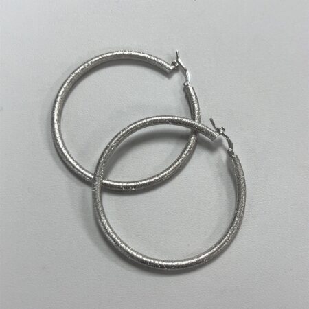.925 Sterling Silver Textured Hoop Earnings Peruvian 8.6g