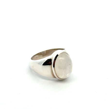 .925 Sterling Silver Oval Rainbow Moonstone Gemstone Ring, Size-8.5, 9.1g