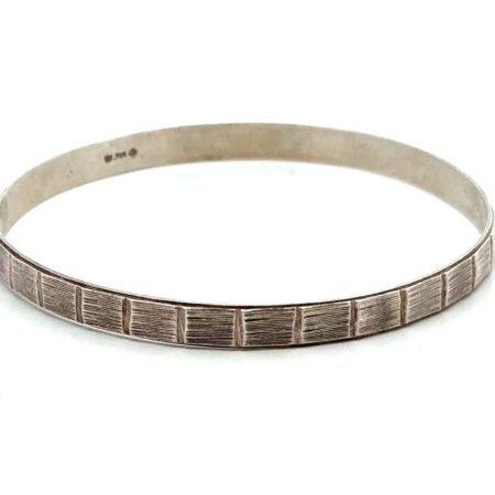 8.5”x6.2mm .999 Fine Silver Textured Bangle Bracelet, 14.8g