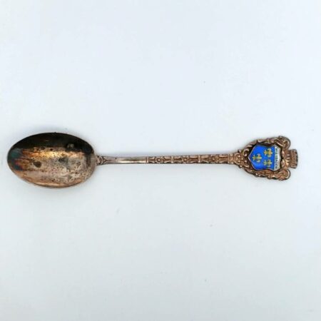 800 Silver Enameled Wiesbaden Souvenir 4.5" Spoon Marked Hermann 90