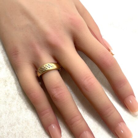 14K Yellow Gold Tension Set Diamond Ring with brushed & polished finish - size 6