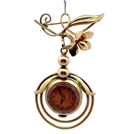 Croton Nurse's Watch Pin in 1/20 12K Gold Fill and Silver - Working Watch!