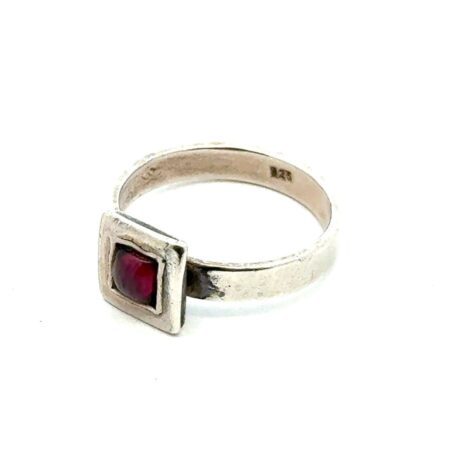 .925 Sterling Silver & Garnet Ring, Size - 7, 2.8g