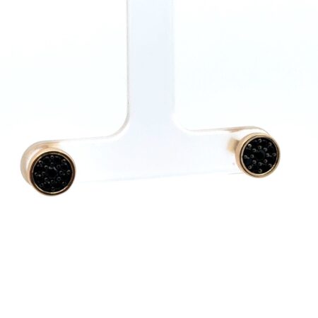 .925 Sterling Silver Black Spinel Belleza Stud Earrings, Gold Vermeil, 2.7g