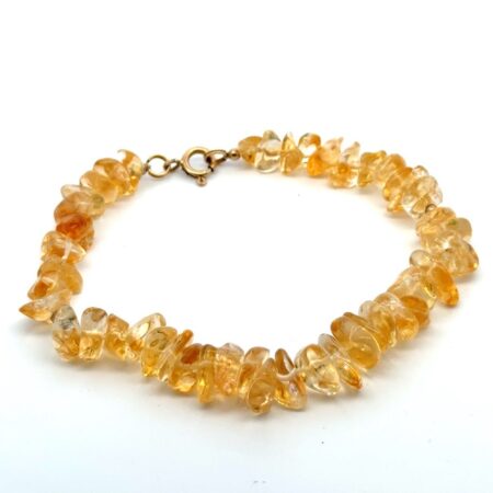 7” Citrine Crystal Chip Bracelet w/ 1/20 14k Gold Clasp 17.3g
