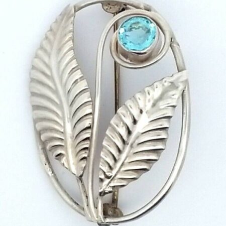 Hand Made Vintage Sterling Silver & Blue Stone Flower Brooch/Pin 5.8 Grams