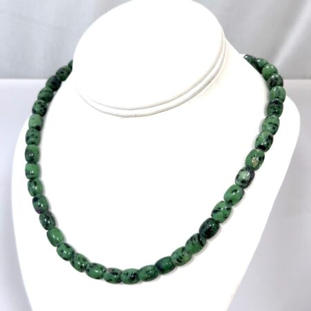 18” Jay King DTR 925 Sterling Silver Green Dalmatian Jasper Beaded Necklace 61g