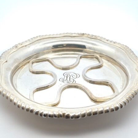 Tiffany & Co. Silver Plate Wine Bottle Coaster + Insert - Monogramed - 201.2g