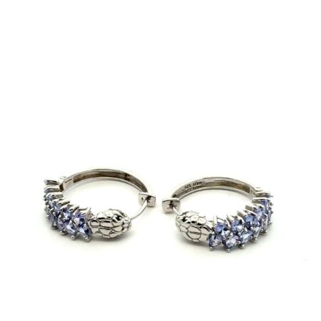 DeJoy Platinum Over 925 Sterling Tanzanite & Thai Black Spinel Earrings, 8.9g